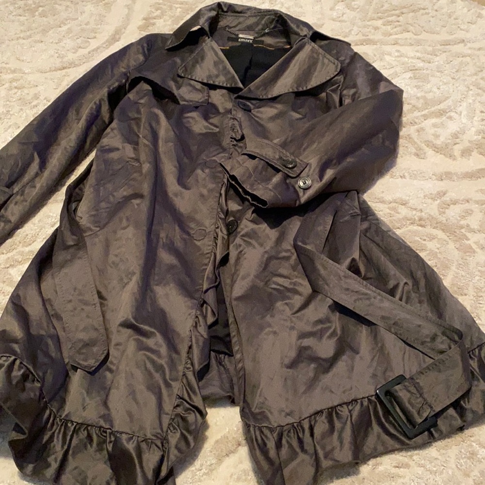 DKNY slate gray lightly lined raincoat